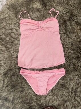 Pez D'Or Pink Striped Tankini Top and Briefs